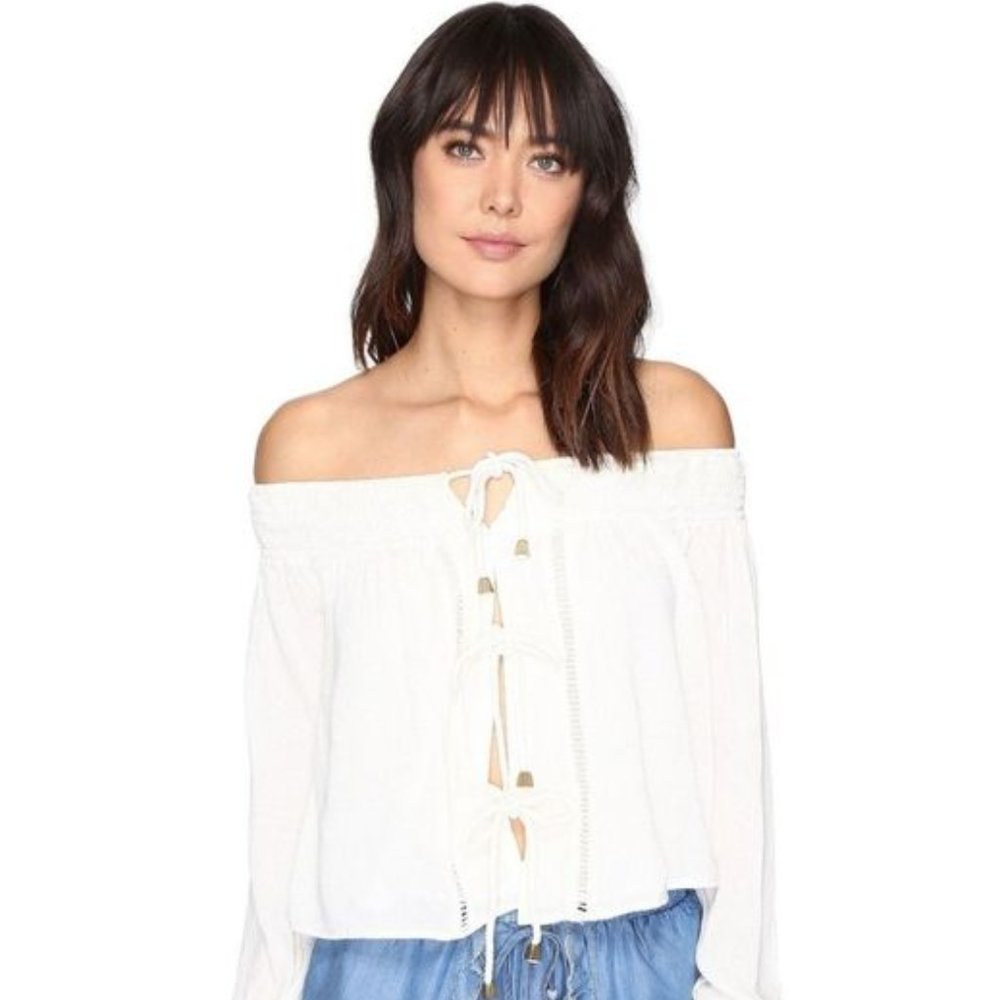 LOVERS & FRIENDS Josette Lace Up Cropped T…